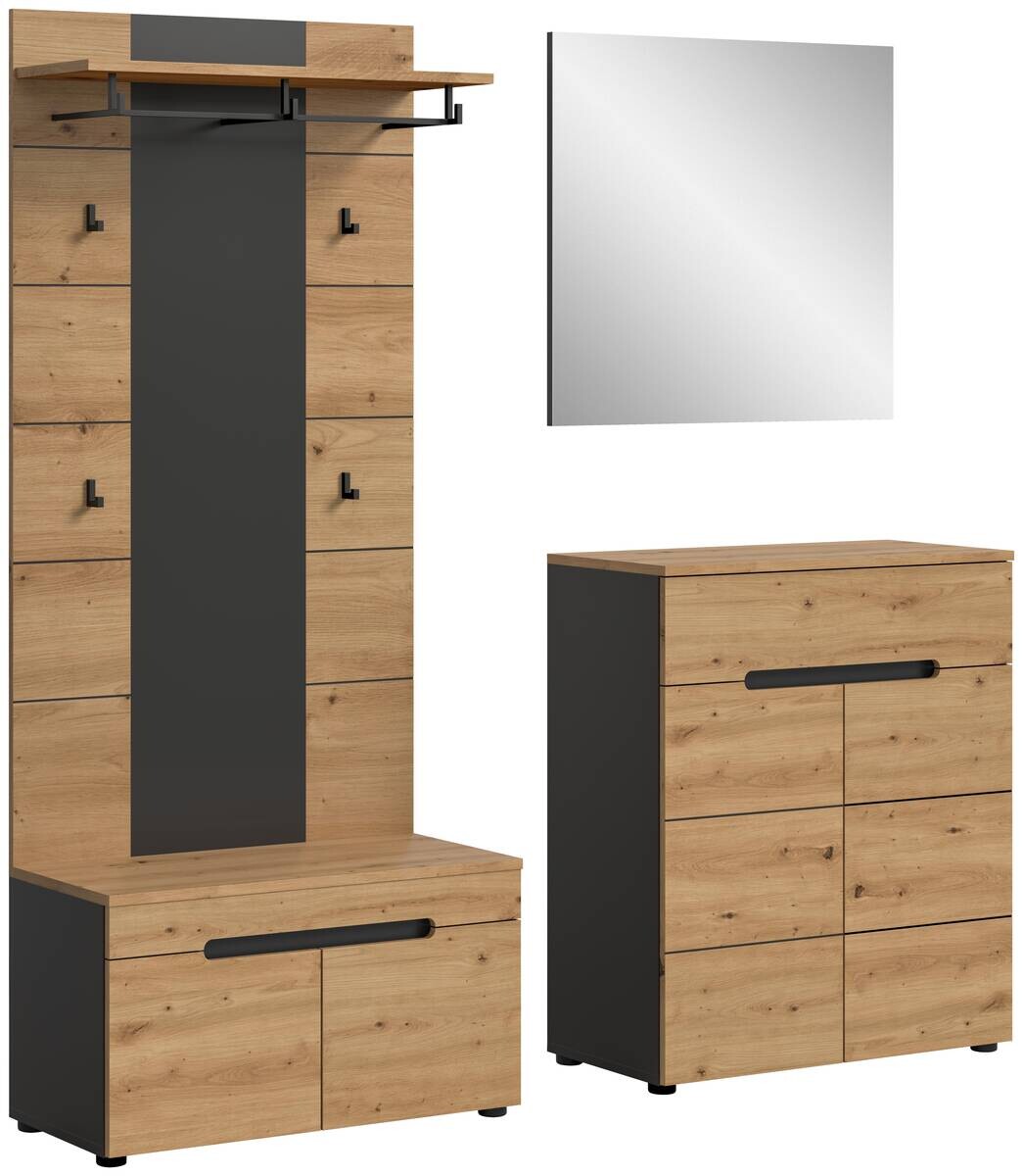 Garderobe Canu basaltgrau Nachbildung Artisan Nachbildung B/H/T: ca. 175x190x37 cm