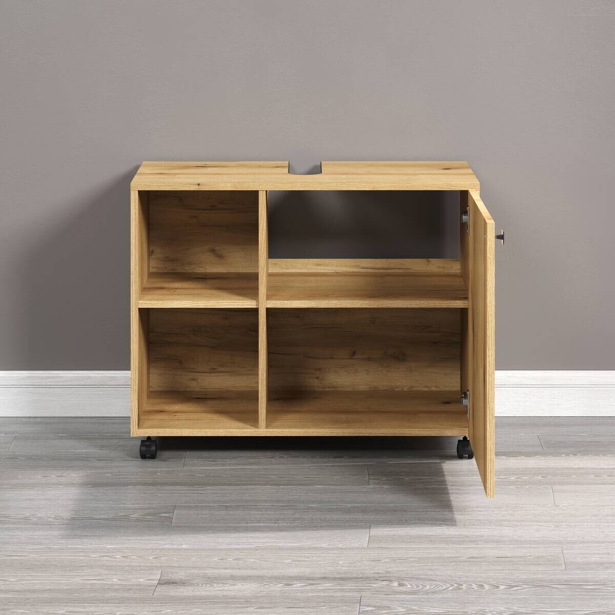 Waschbeckenunterschrank Pure Bliss Eiche Evoke Oak Nachbildung schwarz B/H/T: ca. 80x64x42 cm