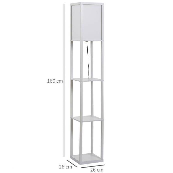 HOMCOM Stehlampe 833-623V90WT weiß Acryl Kunststoff B/H/L: ca. 26x160x26 cm E27 1 Brennstellen