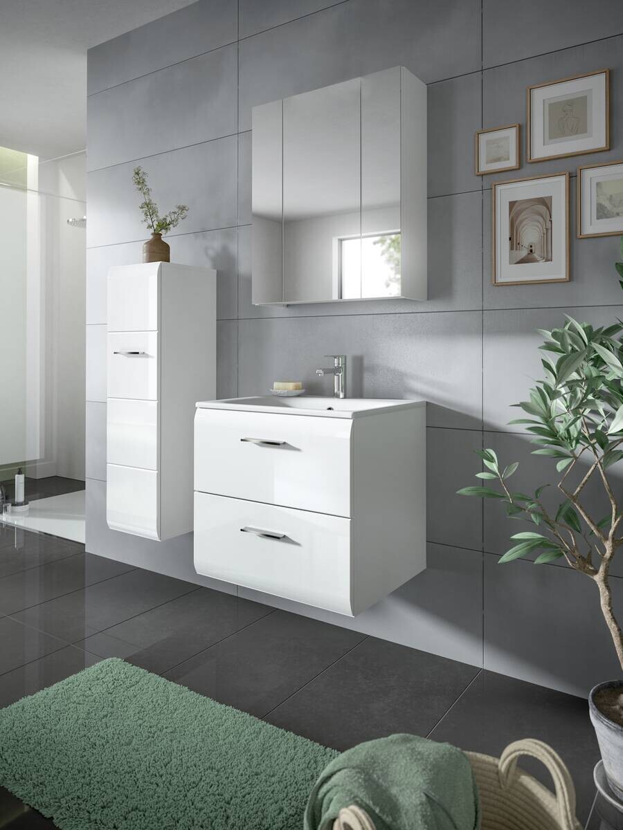 Badezimmer-Set Ice weiß weiß Hochglanz B/H/T: ca. 105x185x46 cm