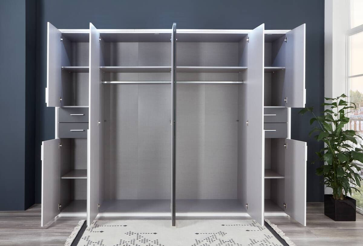 Kleiderschrank Vegas weiß Graphit B/H/T: ca. 270x208x58 cm