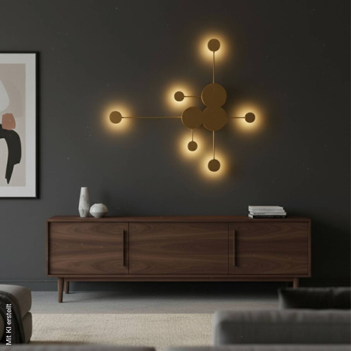 Opviq LED-Wandleuchte gold B/H/T: ca. 117x5x108 cm 6 Brennstellen