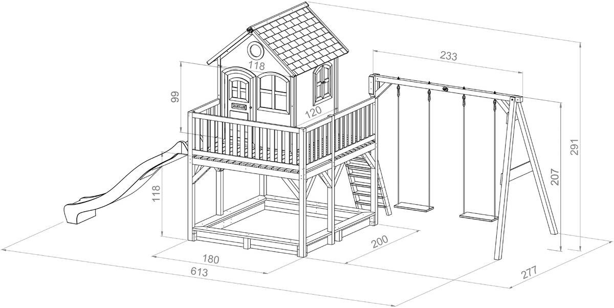 AXI Spielhaus Liam braun B/H/L: ca. 613x291x277 cm