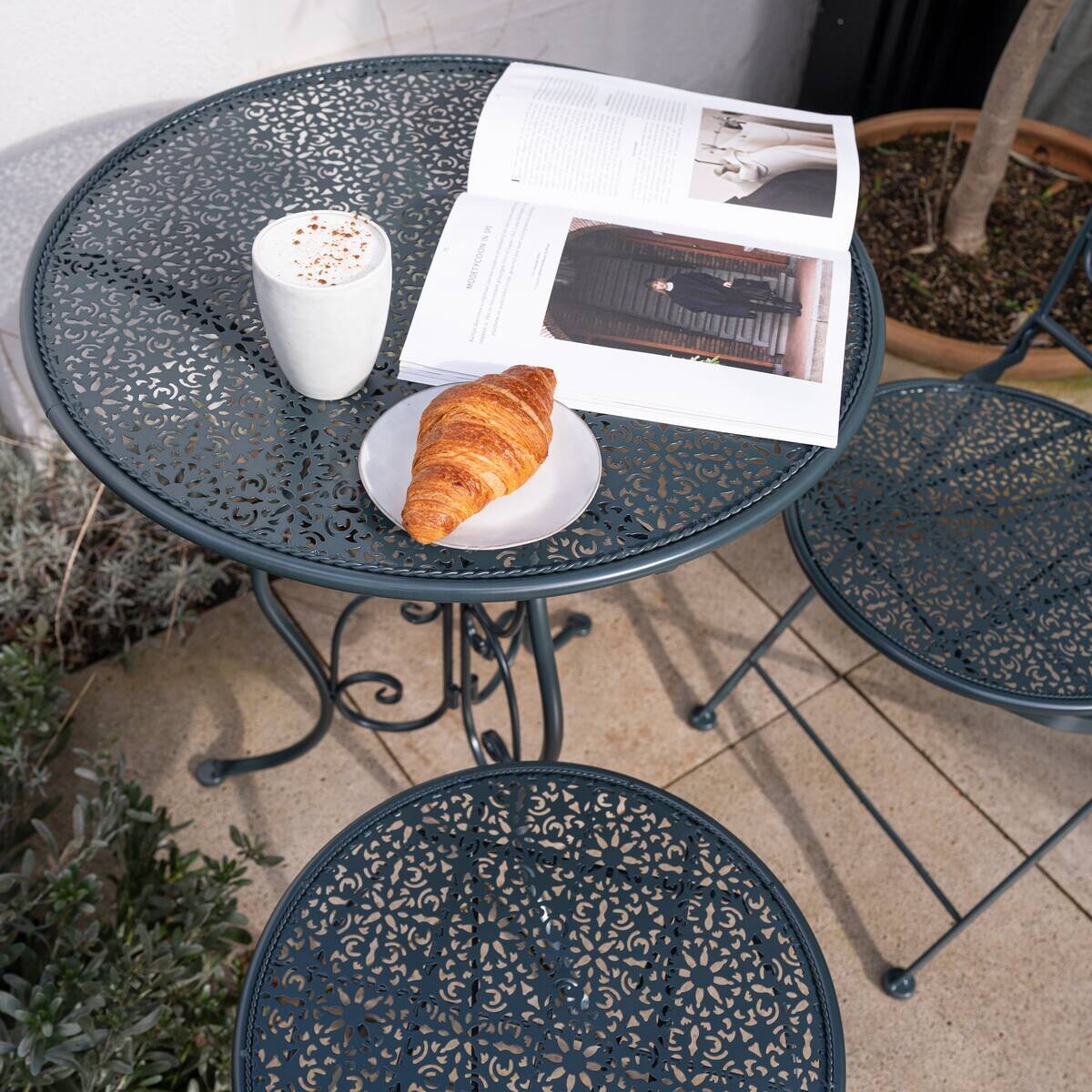 AXI Outdoor Living Bistroset Eloise anthrazit Metall B/H/L: ca. 60x92x60 cm