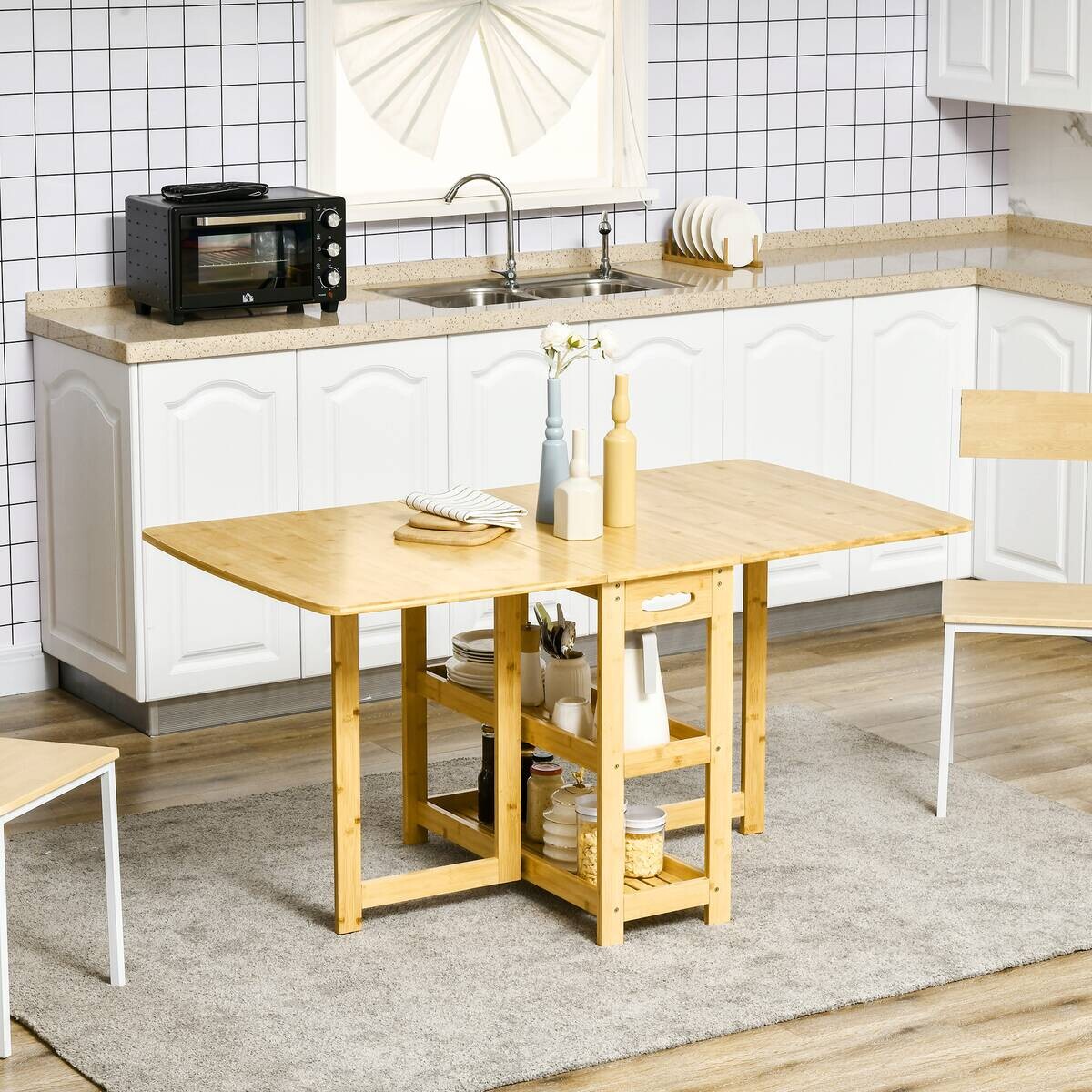 HOMCOM Klapptisch natur Bambus B/H/L: ca. 80x149,5x73,5 cm