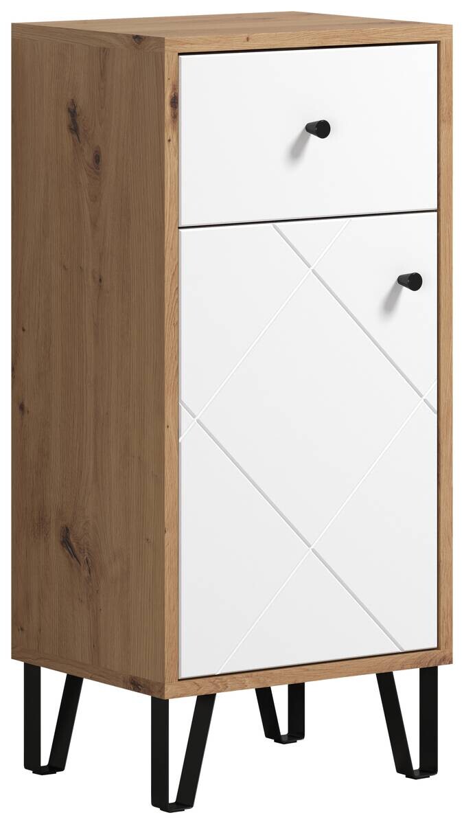 Stauraumelement Touch Eiche Artisan Nachbildung weiß matt B/H/T: ca. 36x79x29 cm