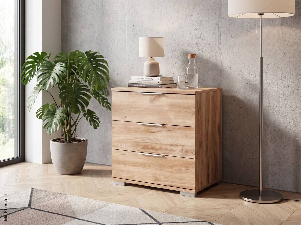 Nachtkonsole Easy Plus Eiche Nachbildung B/H/T: ca. 52x58x38 cm