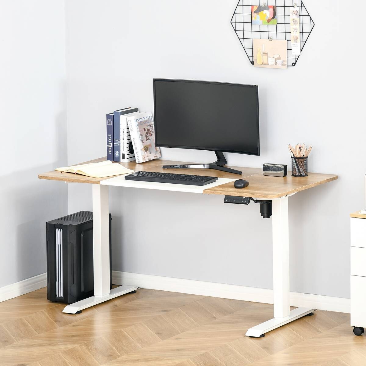 Schreibtisch 920-071V90WT natur Holz Nachbildung weiß B/H/T: ca. 140x116x70 cm