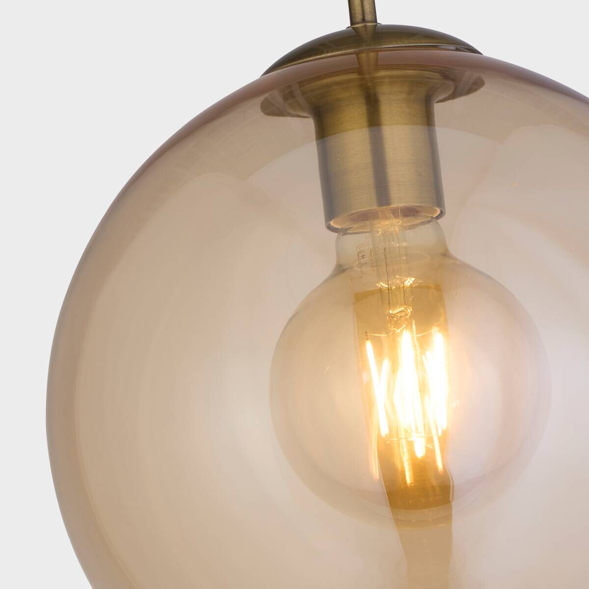 Searchlight Pendelleuchte Balls messing Stahl Glas B/H/L/D: ca. 25x120x25x25 cm E27 1 Brennstellen