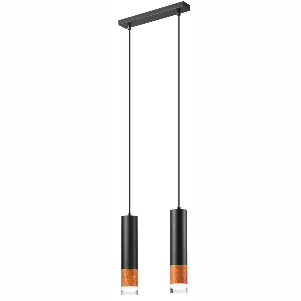 Lamkur Pendelleuchte schwarz Glas Stahl B/H/L: ca. 8x105x30 cm GU10 2 Brennstellen
