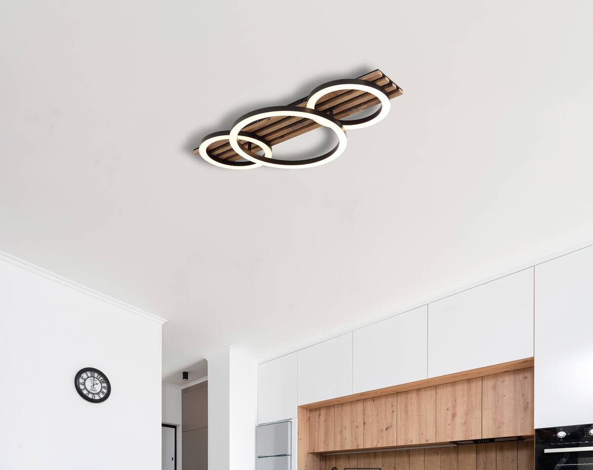 GLOBO Deckenleuchte Opal mattschwarz Metall MDF B/H/D: ca. 62x9,5x30 cm 1 Brennstellen