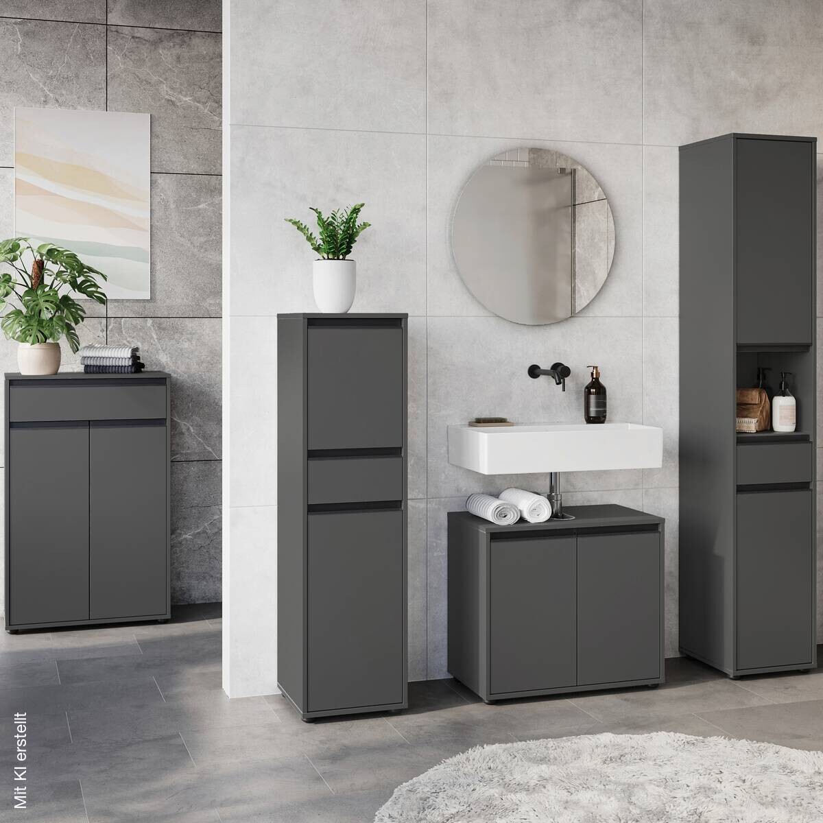 Badezimmer-Set 9933-547 Graphit B/H/T: ca. 249x190x34 cm