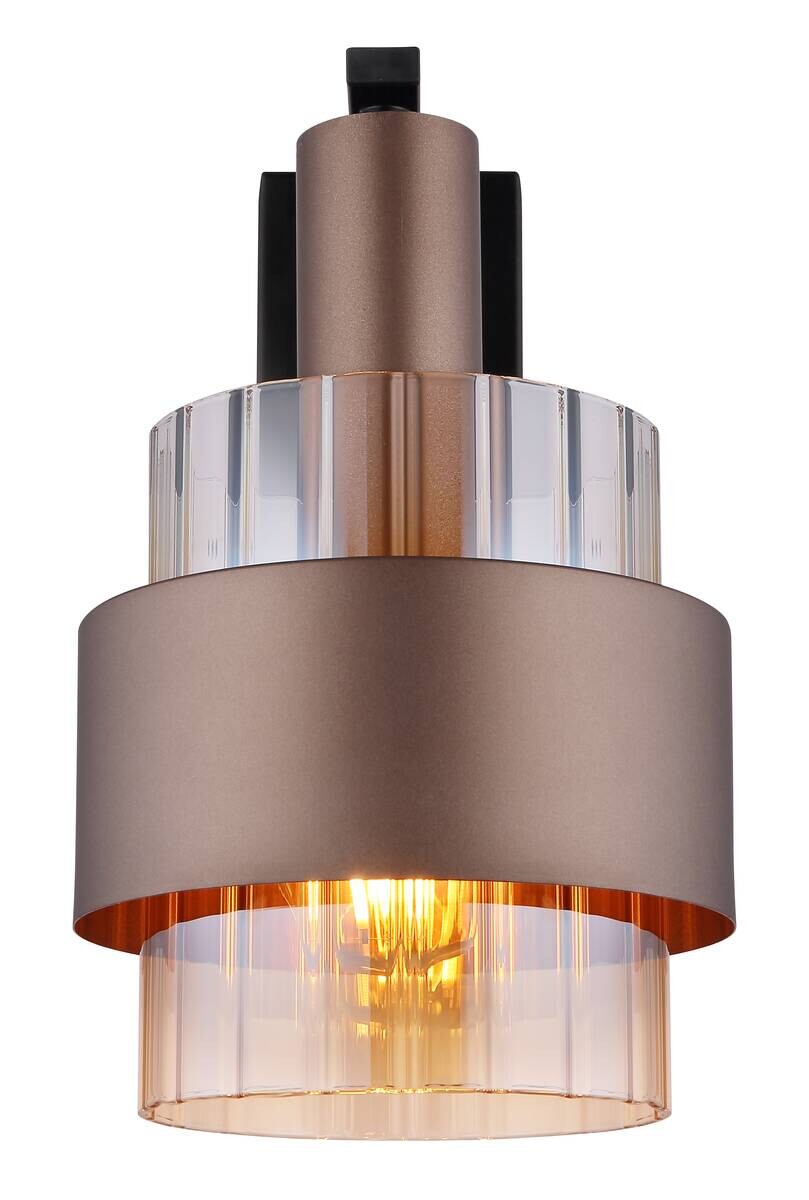 GLOBO Wandleuchte schwarz amber Glas Metall B/H: ca. 18,5x29,5 cm E27 1 Brennstellen