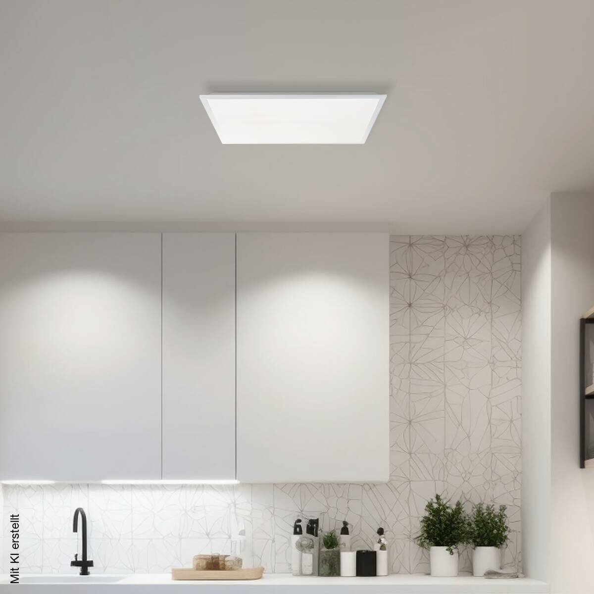 Brilliant LED-Deckenleuchte Briston weiß Metall Kunststoff B/H/L: ca. 63x7,5x63 cm