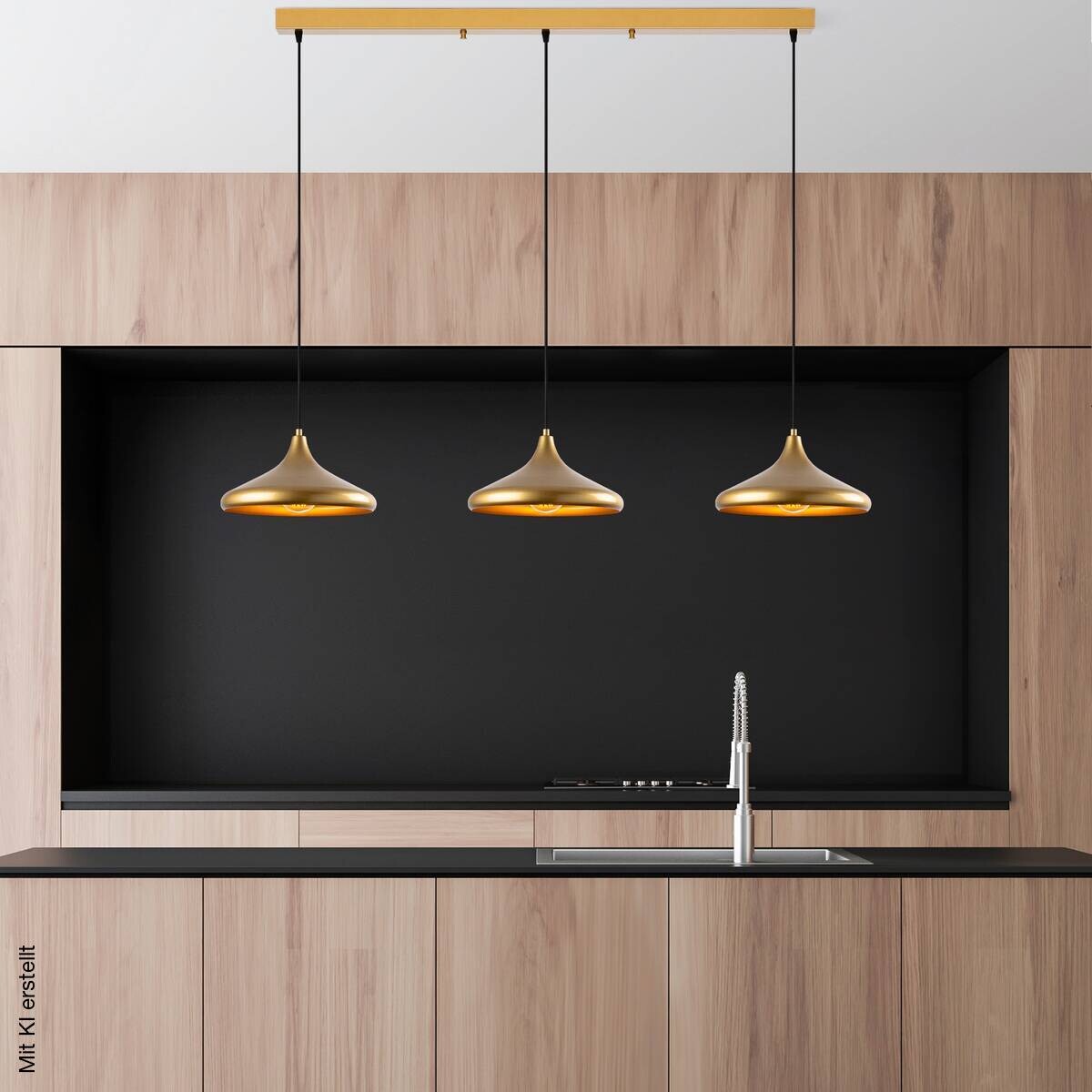 Opviq Pendelleuchte gold B/H/T: ca. 145x116x35 cm E27 3 Brennstellen