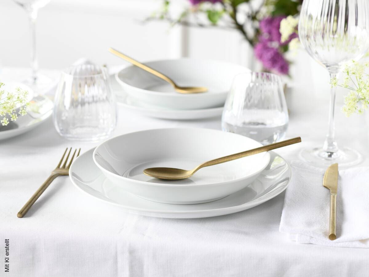 CreaTable Tafelservice Luna weiß Porzellan 12 tlg.