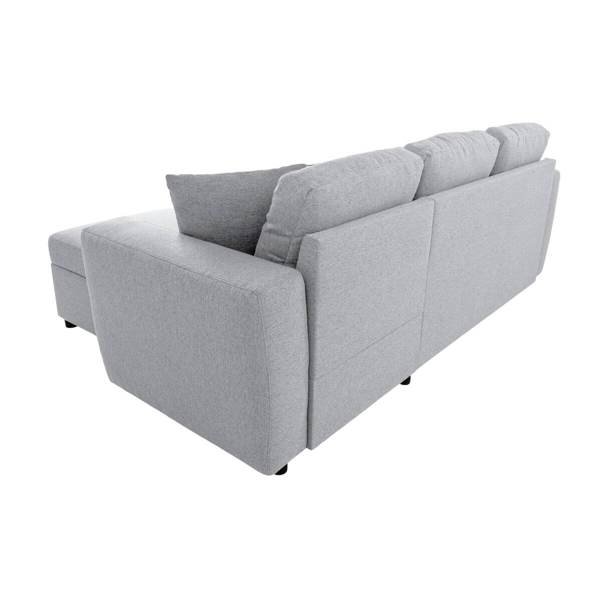 Ecksofa mit Bettfunktion und Bettkasten hellgrau Webstoff B/H/T: ca. 234x86x144 cm