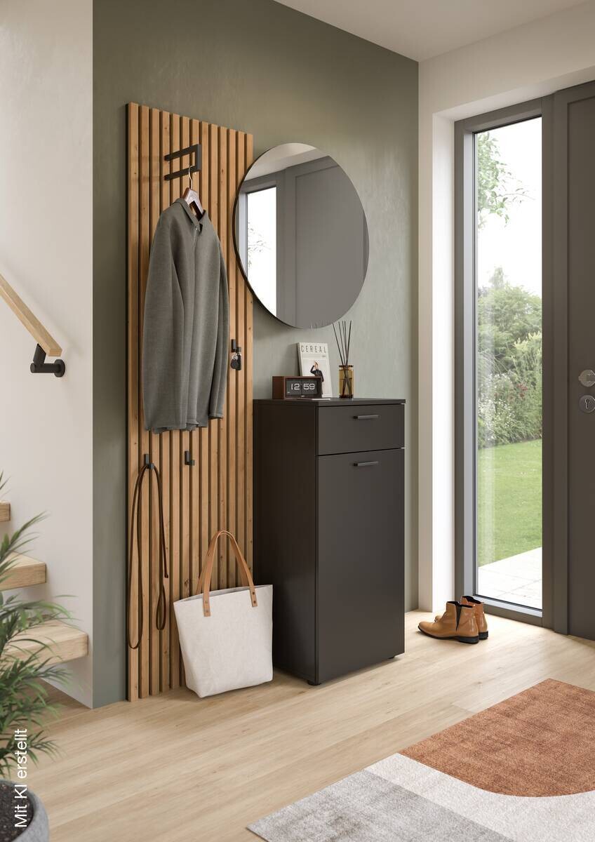 Garderobe Delton Basalt Eiche Artisan Nachbildung B/H/T: ca. 96x192x37 cm