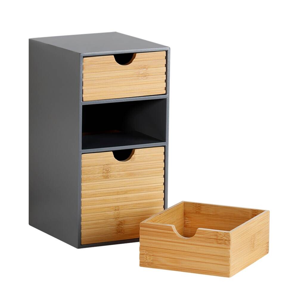 Organizer grau Holz B/H/L: ca. 16x27x14 cm