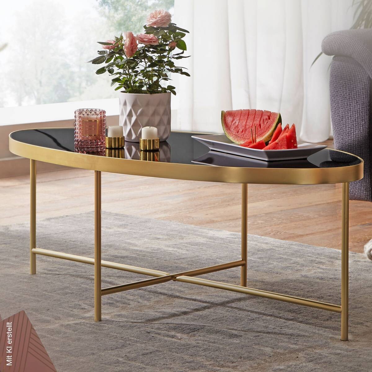 Couchtisch gold schwarz B/H/T: ca. 110x40x56 cm