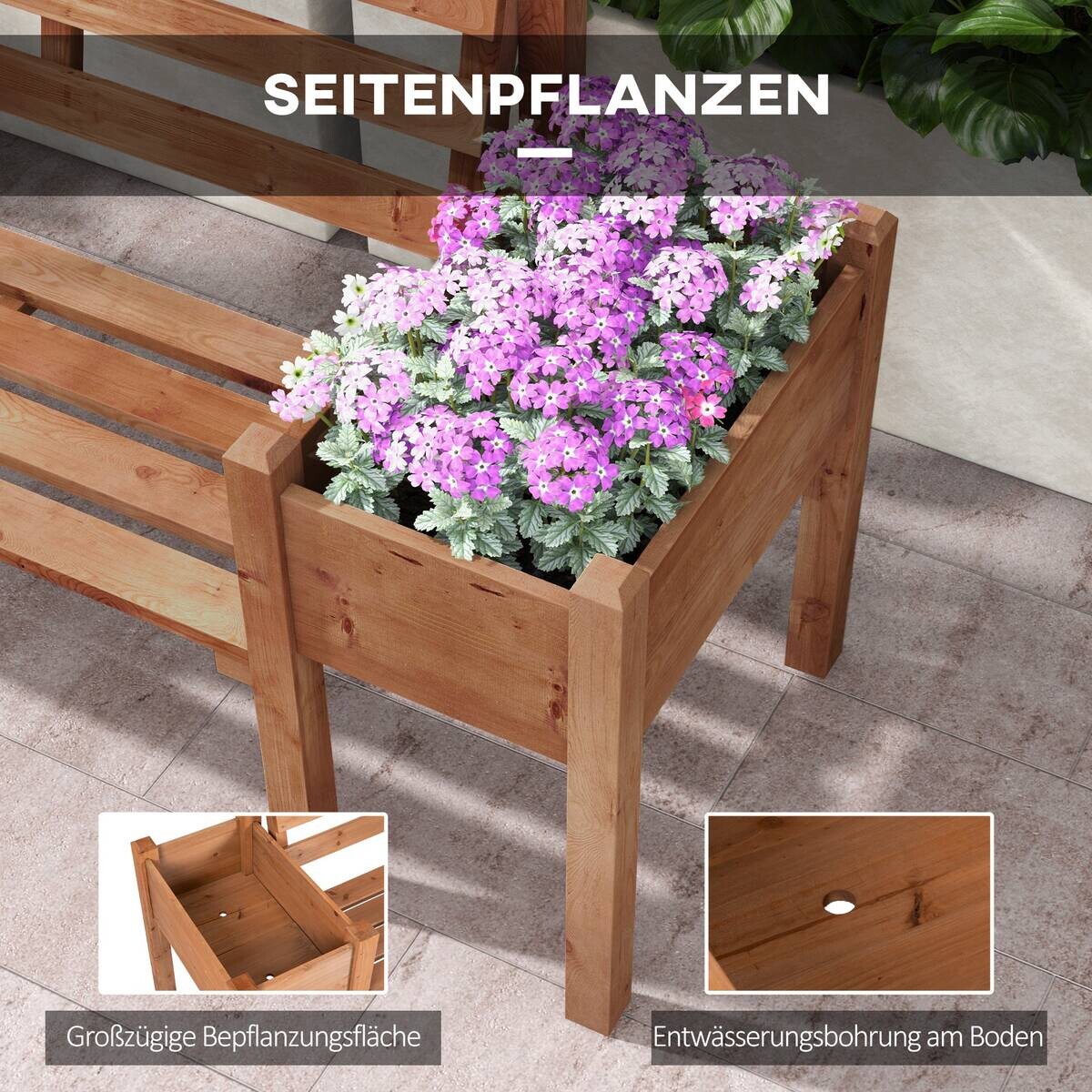 Outsunny Gartenbank braun Polypropylen B/H/L: ca. 59x184x95 cm