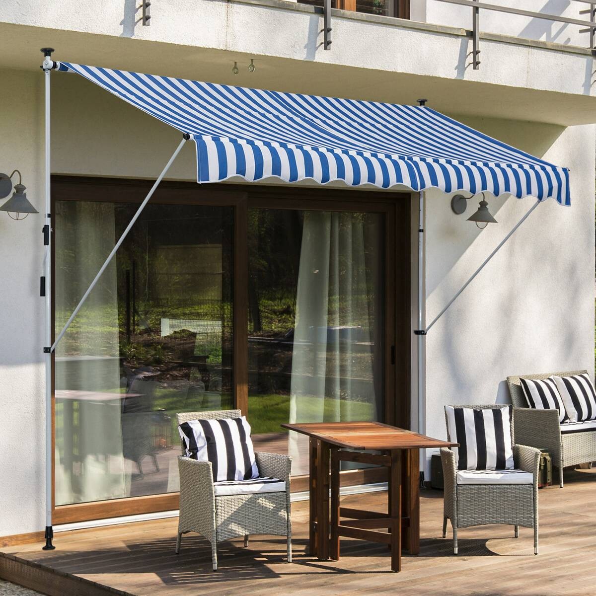 Outsunny Klemm-Markise blau B/H/L: ca. 300x280x150 cm