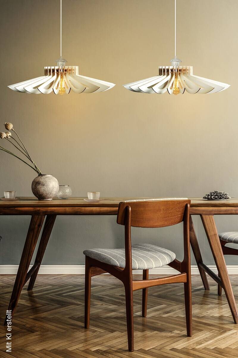 Opviq Pendelleuchte weiß MDF B/H/T/L/D: ca. 52x45x52x52x52 cm E27 2 Brennstellen