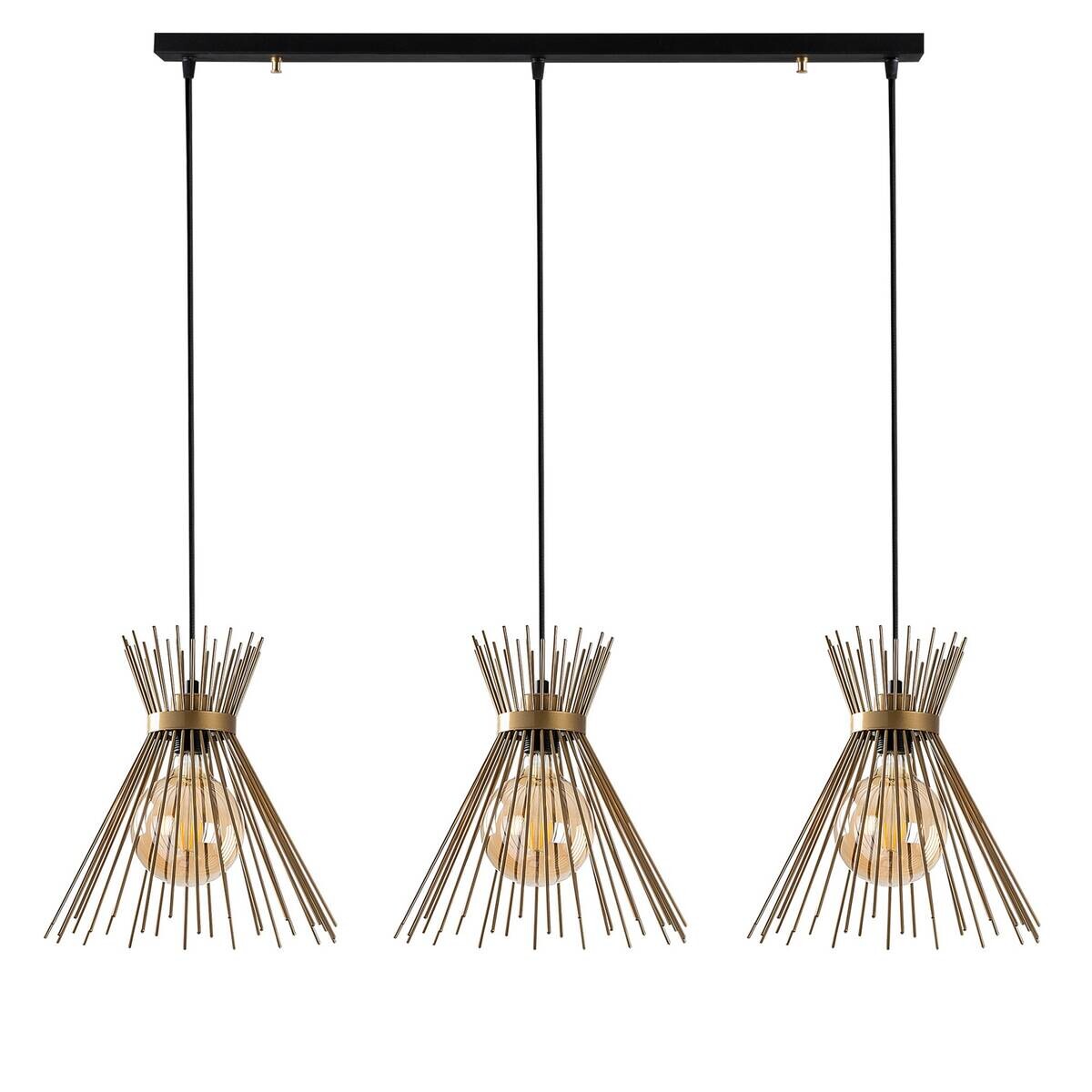 Opviq Pendelleuchte Kirpi schwarz B/H/T/L: ca. 104x129x34x104 cm E27 3 Brennstellen