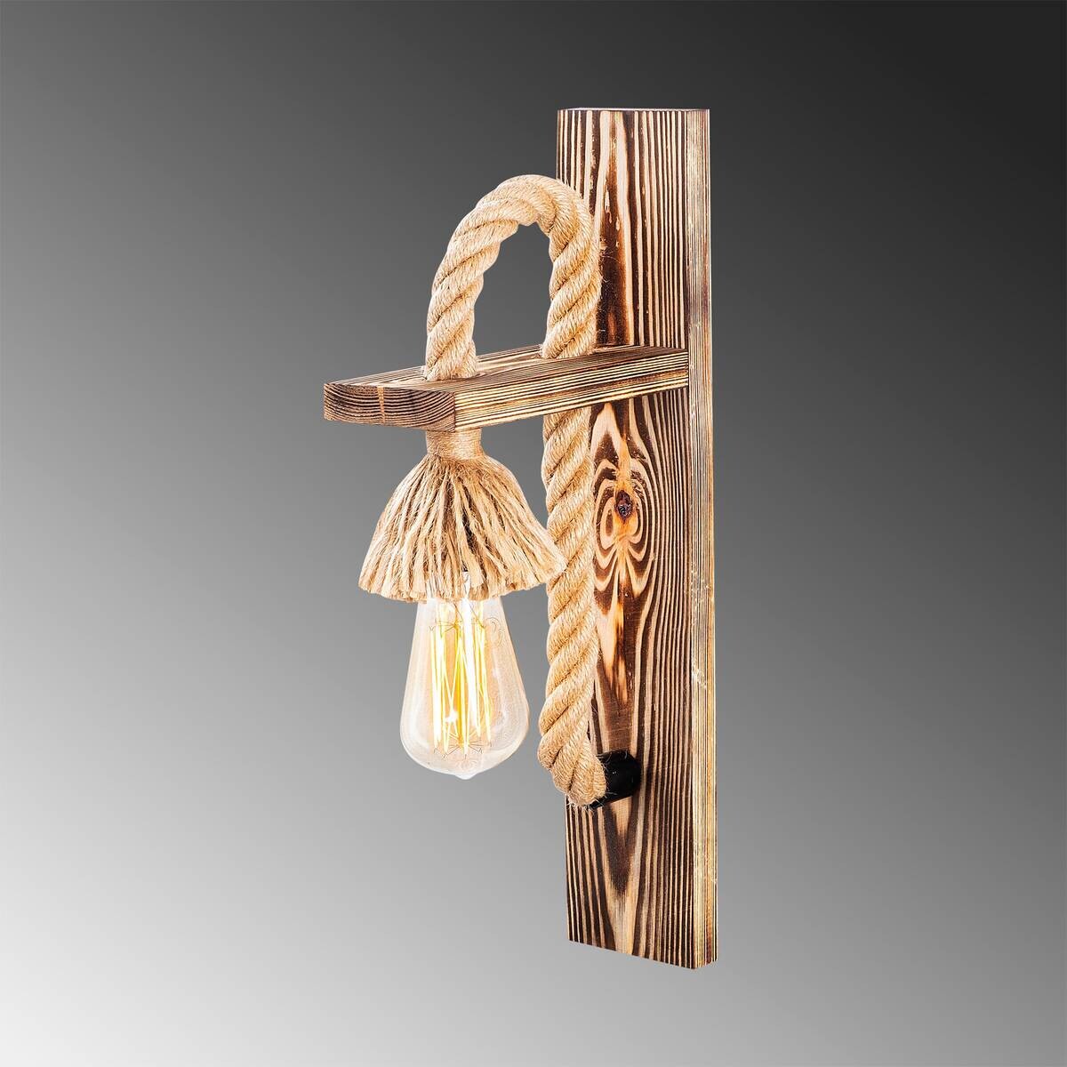 Opviq Wandleuchte Holzoptik Holz B/H/L: ca. 18x45x9 cm E27 1 Brennstellen
