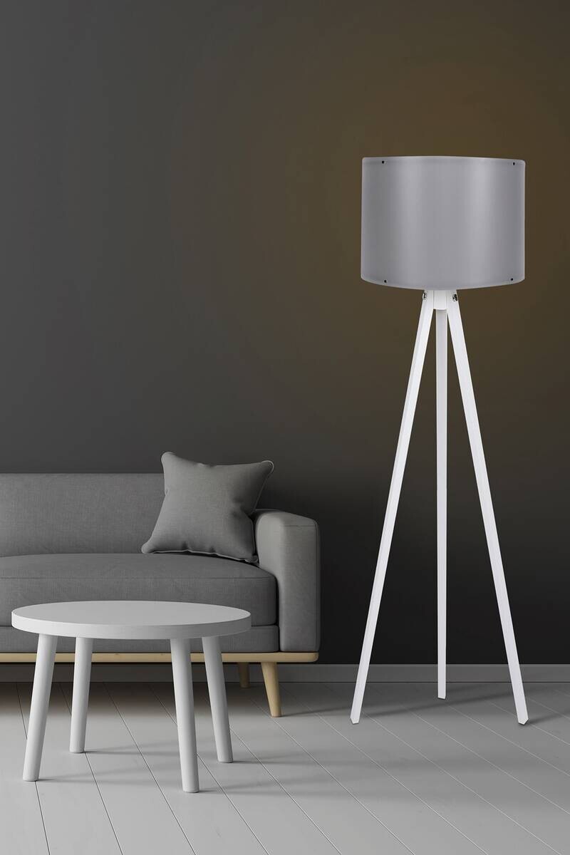 Opviq Stehlampe grau weiß MDF Polypropylen B/H/L: ca. 38x145x38 cm E27 1 Brennstellen