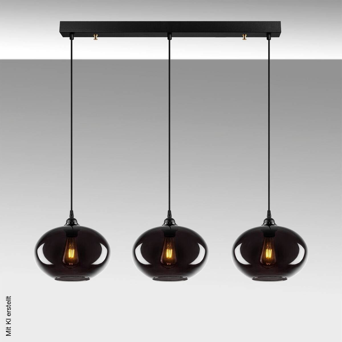 Pendelleuchte grau Rauch Metall Glas B/H/T/L: ca. 97x120x97x97 cm E27 1 Brennstellen