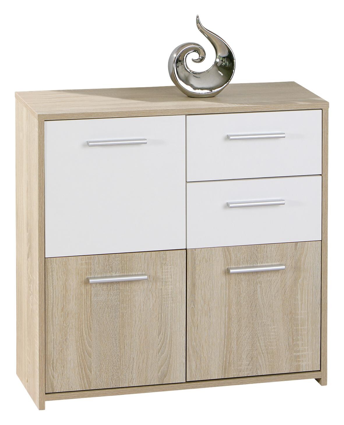 Kommode Eboli Eiche Sonoma Nachbildung weiß B/H/T: ca. 77x77x30 cm