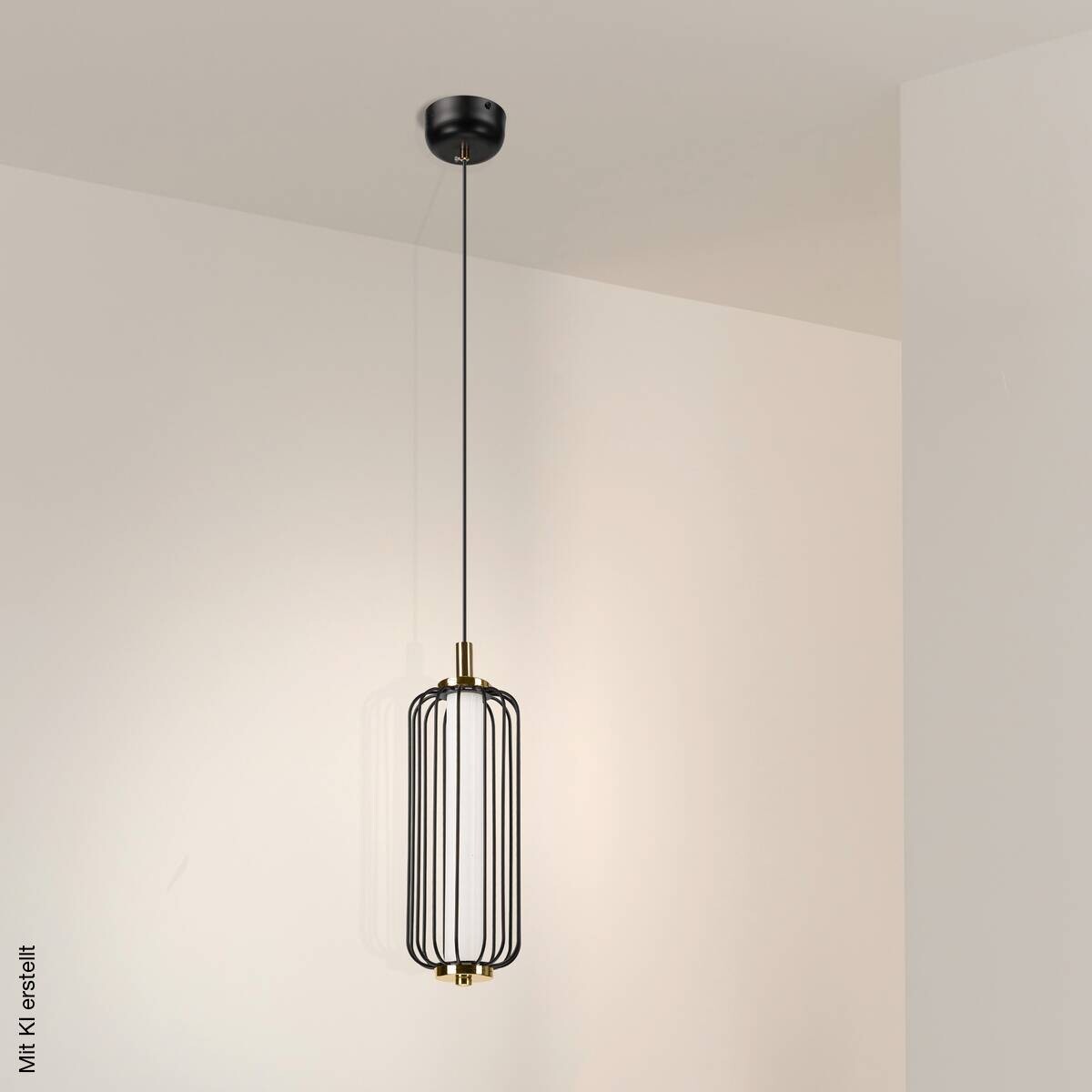 Lamkur Pendelleuchte schwarz Stahl B/H/L: ca. 12x120x12 cm E27 1 Brennstellen