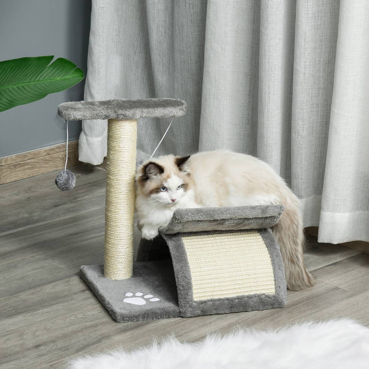 PawHut Katzenkratzbaum hellgrau Spanplatte B/H/L: ca. 30x43x40 cm