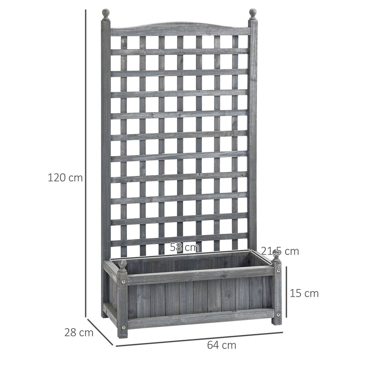 Outsunny Rankkasten im Spalierrahmen-Design hellgrau B/H/L: ca. 28x120x64 cm
