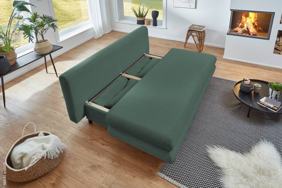 Schlafsofa Bern grün Microfaser B/H/T: ca. 190x93x92 cm