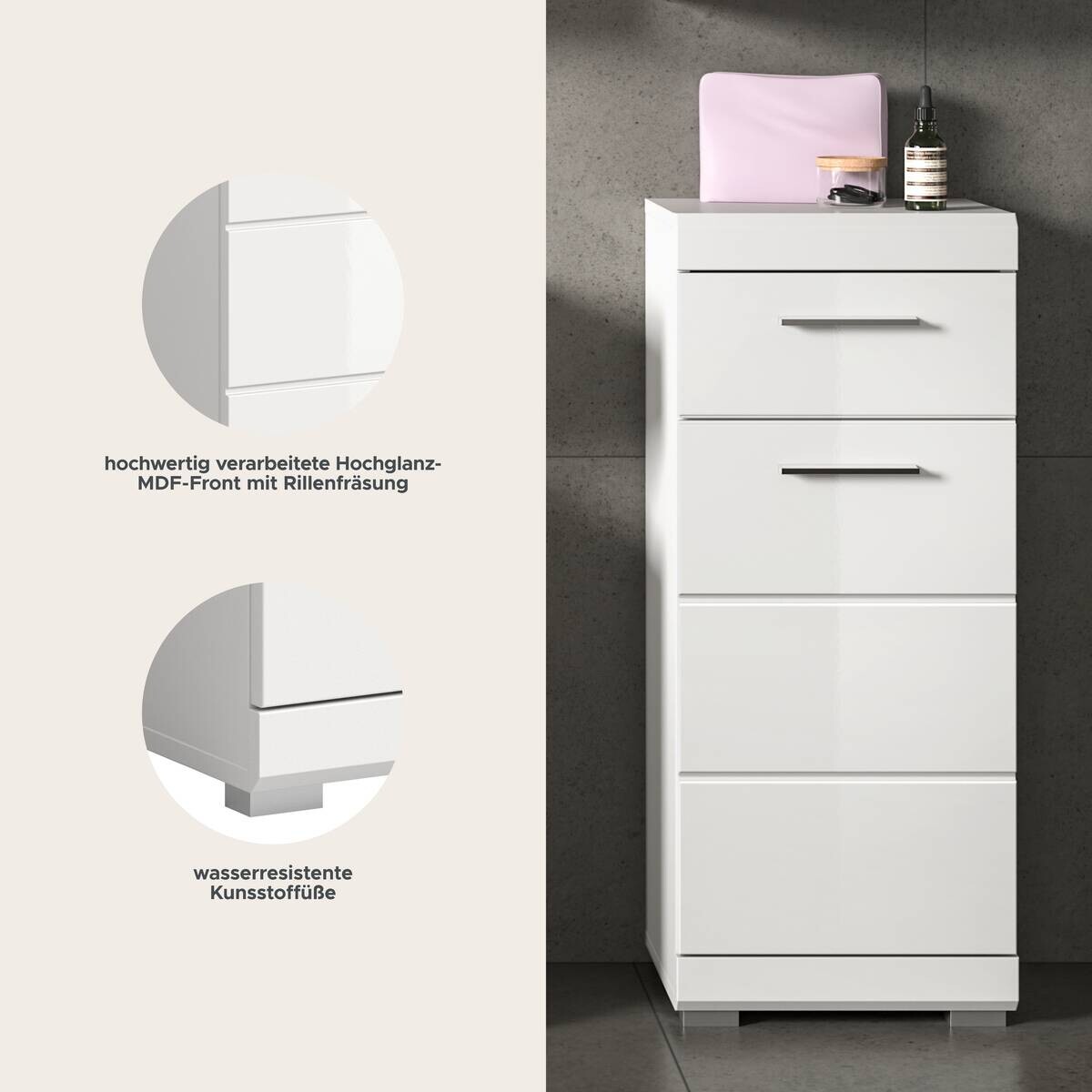 Schrank Scout weiß weiß Hochglanz B/H/T: ca. 37x88x31 cm