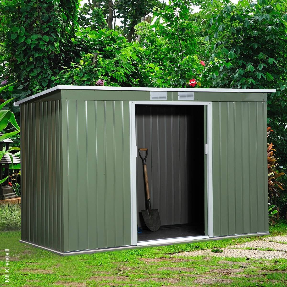 Outsunny Gartenschrank grün Stahl B/H/T: ca. 277x173x130 cm