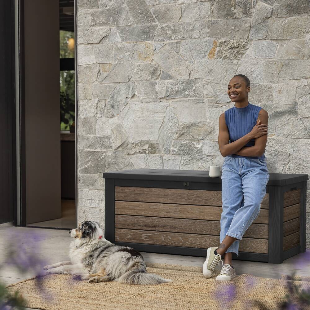 Keter Kissenbox Holzoptik Kunststoff B/H/L: ca. 72,4x64,4x155 cm