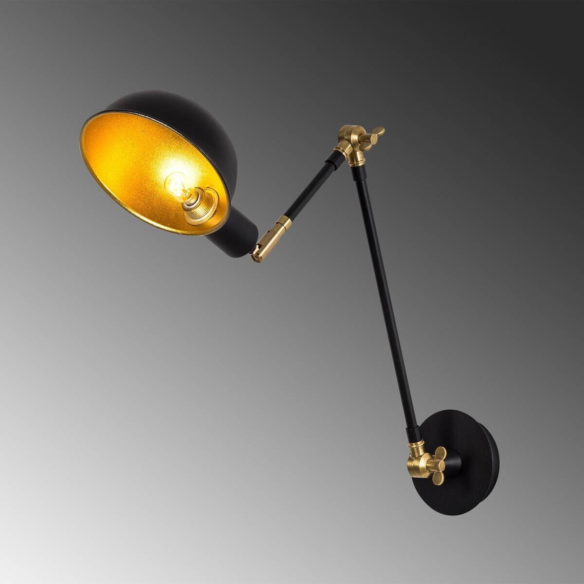 Opviq Wandleuchte gold schwarz Metall B/H/L: ca. 30x50x15 cm E27 1 Brennstellen