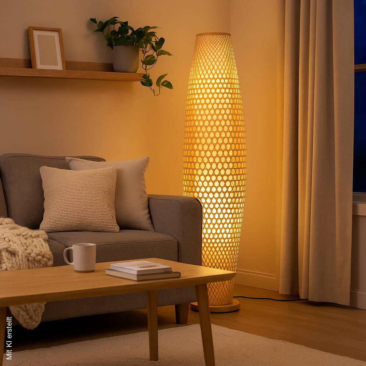 POCOline Stehlampe Amaya Bambus H/D: ca. 120x30 cm E27 1 Brennstellen