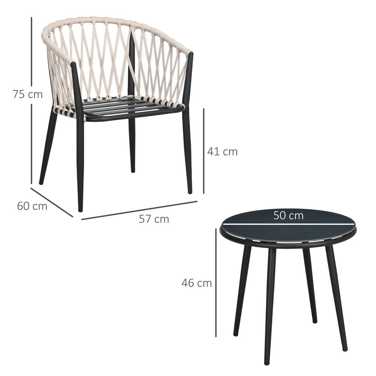 Outsunny Bistroset grau Polyester B/H/L: ca. 60x75x57 cm
