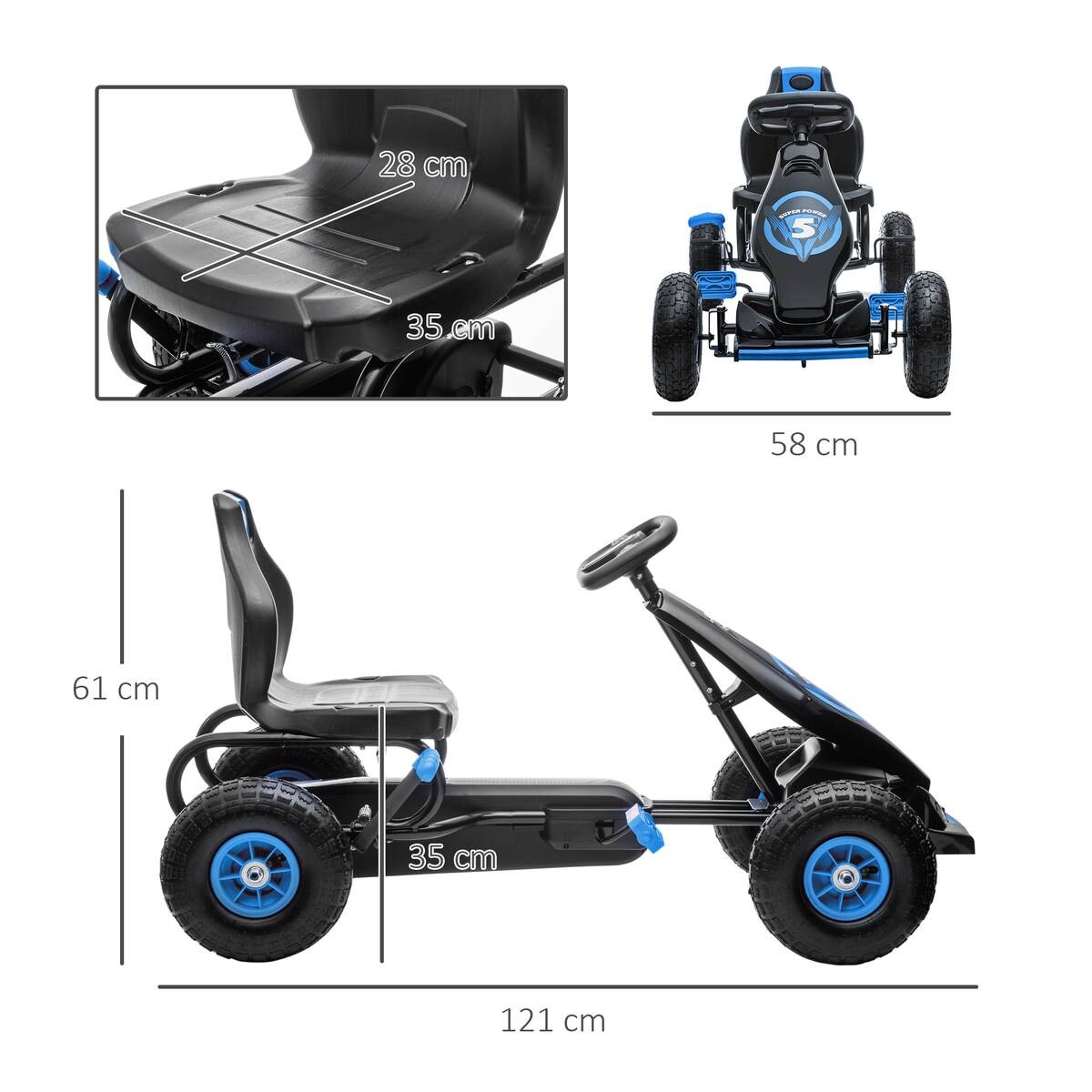 AIYAPLAY Go Kart schwarz B/H/L: ca. 58x61x121 cm