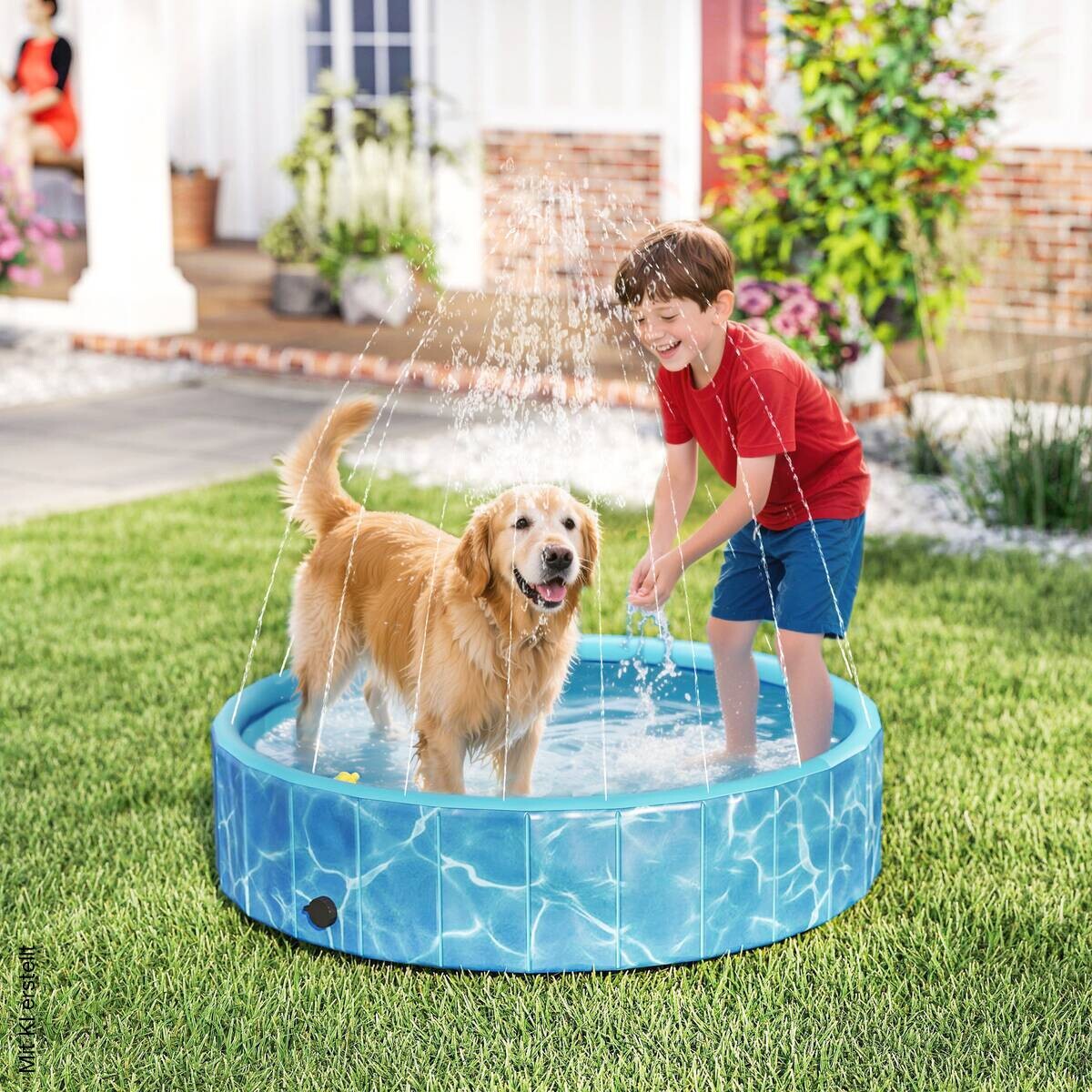 PawHut Hundepool blau Kunststoff B/H/L: ca. 120x30x120 cm
