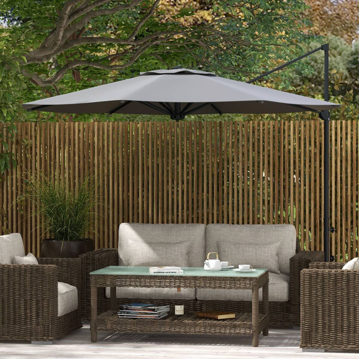 Outsunny Sonnenschirm dunkelgrau Edelstahl B/H/L: ca. 294x294x242 cm