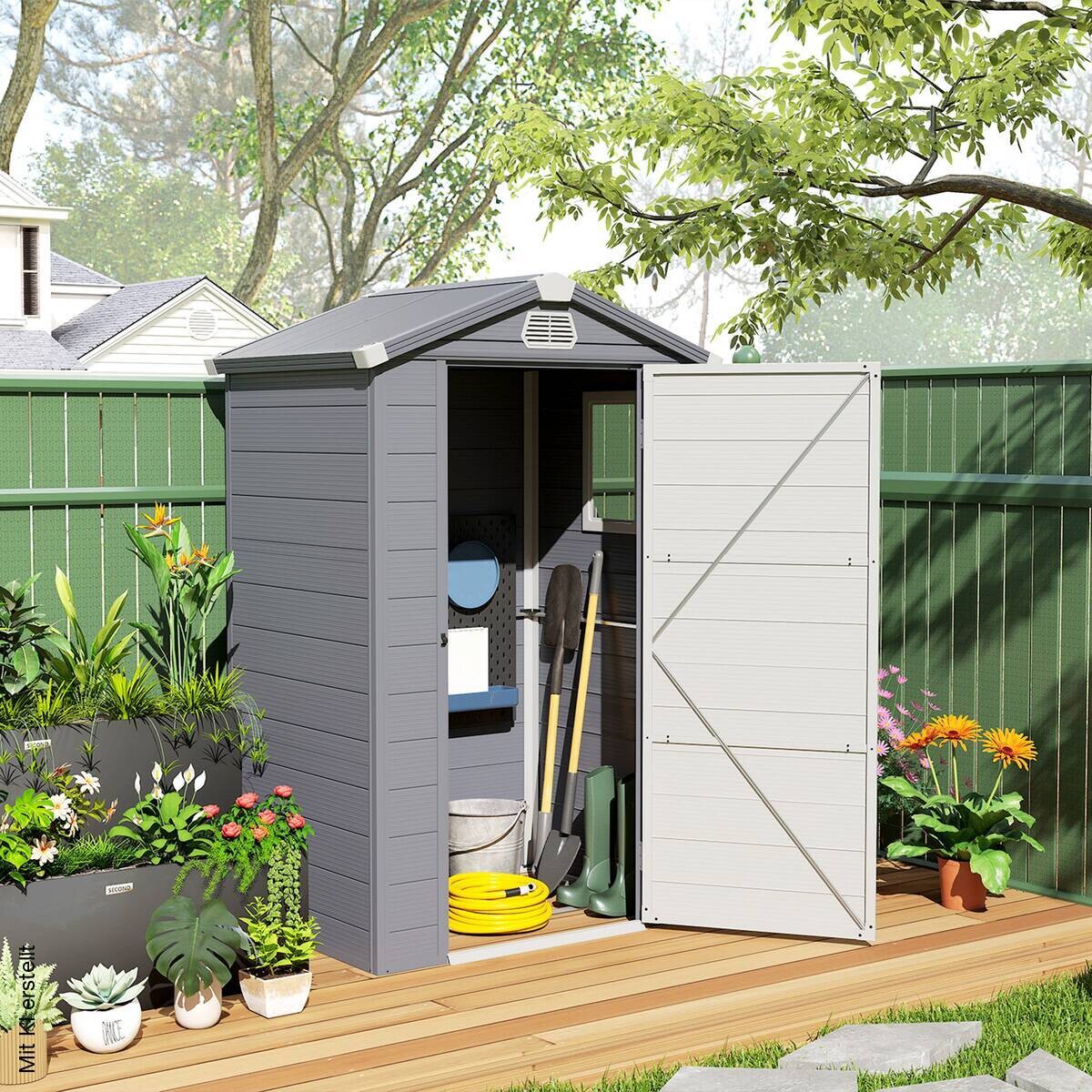 Outsunny Gartenhaus dunkelgrau B/H/T/L: ca. 102x208x102x133 cm