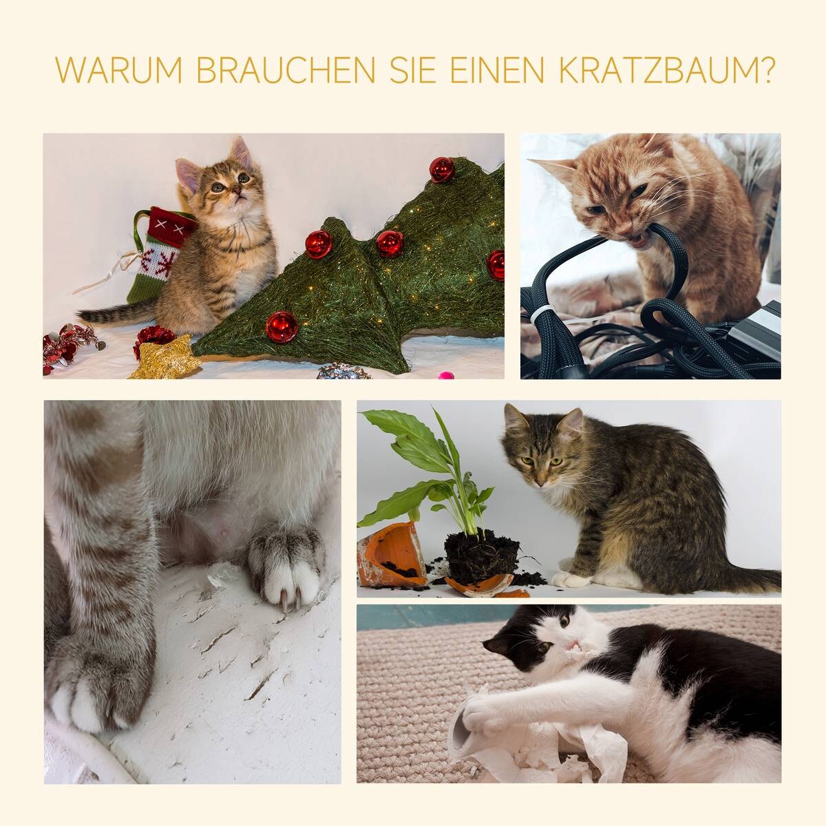 PawHut Kratzbaum braun Polyester B/H/L: ca. 30x260x40 cm