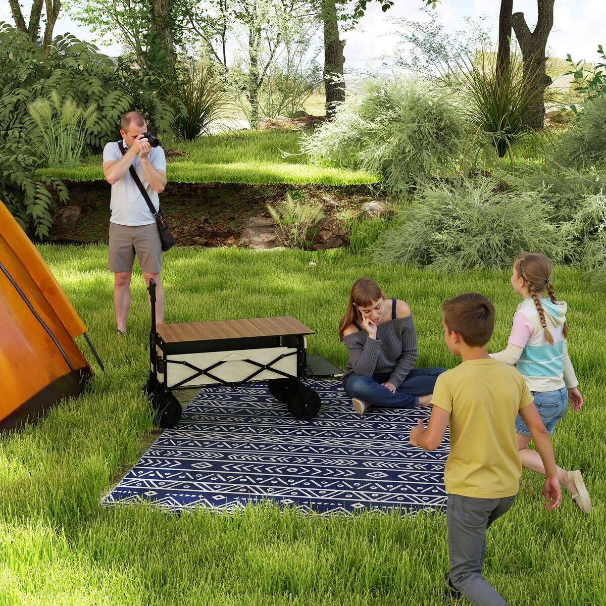 Outsunny Outdoor-Teppich blau B/H/L: ca. 274x1x182 cm