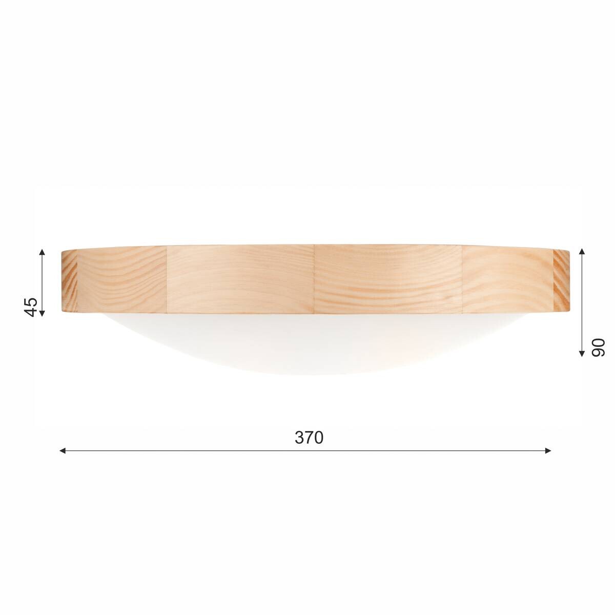 Lamkur Deckenleuchte Anello kiefer Glas Holz H/L: ca. 8x37 cm E27 2 Brennstellen