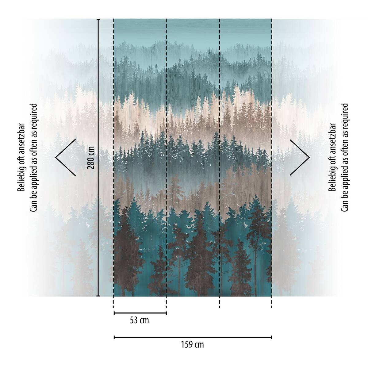 Livingwalls Fototapete Bäume blau braun beige B/L: ca. 280x159 cm